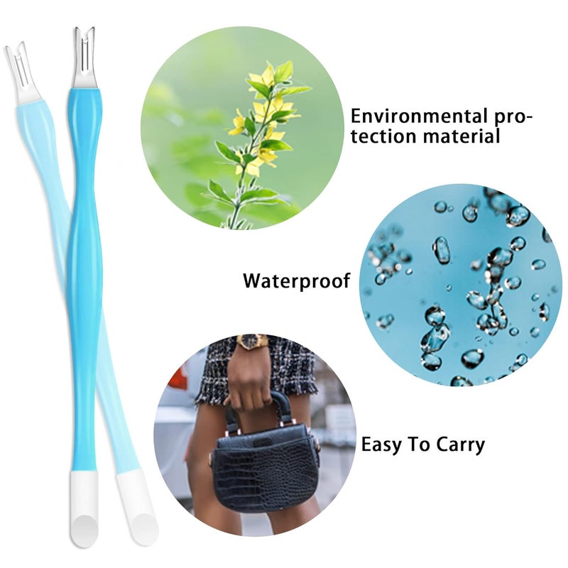 Allstarry 30 Pieces Nail Cuticle Trimmer Remover Rubber Nail Cleaner Plastic Handle Cuticle Pusher Double Head Dead Skin Cuticle Knife Removal Fork Nail art Tools for Girls Women and Men - Blue - Image 2